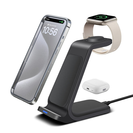 3 in 1 Wireless Charging Dock for iPhone - Charging Station for Apple Watch & iPhone 16 15 14 13.