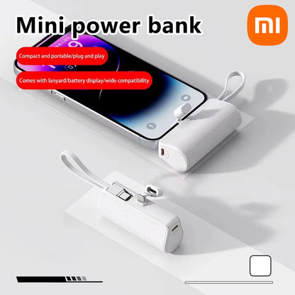 Xiaomi 50000Mah Mini Portable Capsule Power Bank Built-In Lanyard Mobile Power External Battery Fast Charger for Type-C Iphone