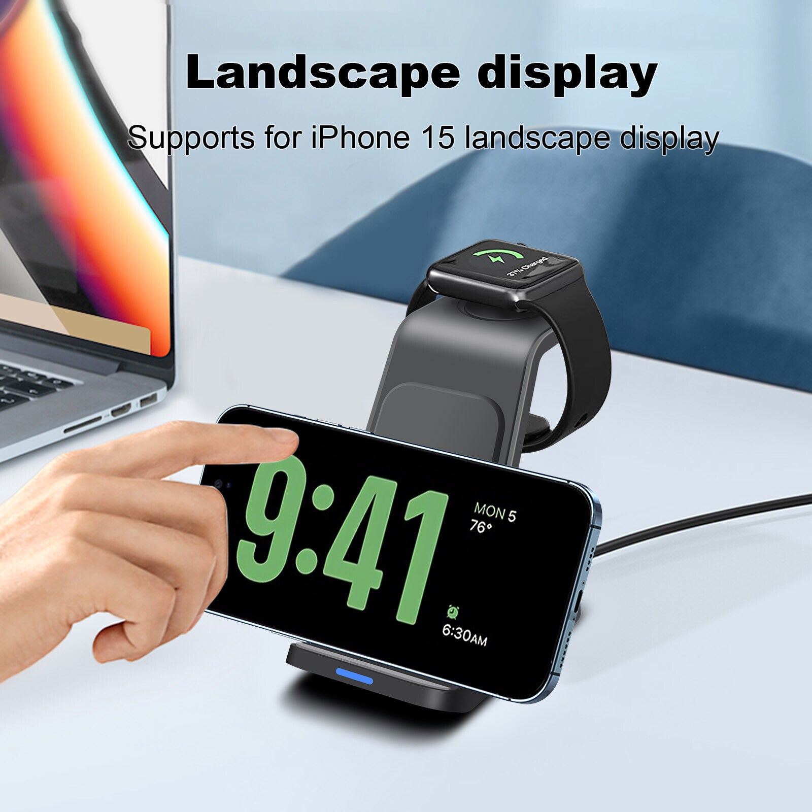 3 in 1 Wireless Charging Dock for iPhone - Charging Station for Apple Watch & iPhone 16 15 14 13.