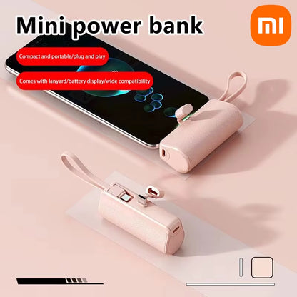 Xiaomi 50000Mah Mini Portable Capsule Power Bank Built-In Lanyard Mobile Power External Battery Fast Charger for Type-C Iphone