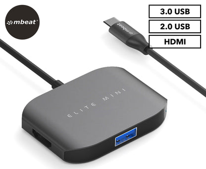 Elite Mini - USB-C to 4K HDMI/USB-A 2.0/USB-A 3.0 Adapter Hub/Splitter