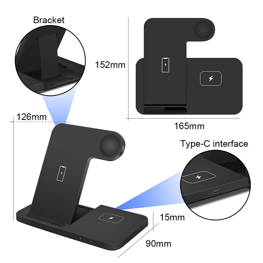 3 in 1 Wireless Charging Dock for iPhone - Charging Station for Apple Watch & iPhone 16 15 14 13.