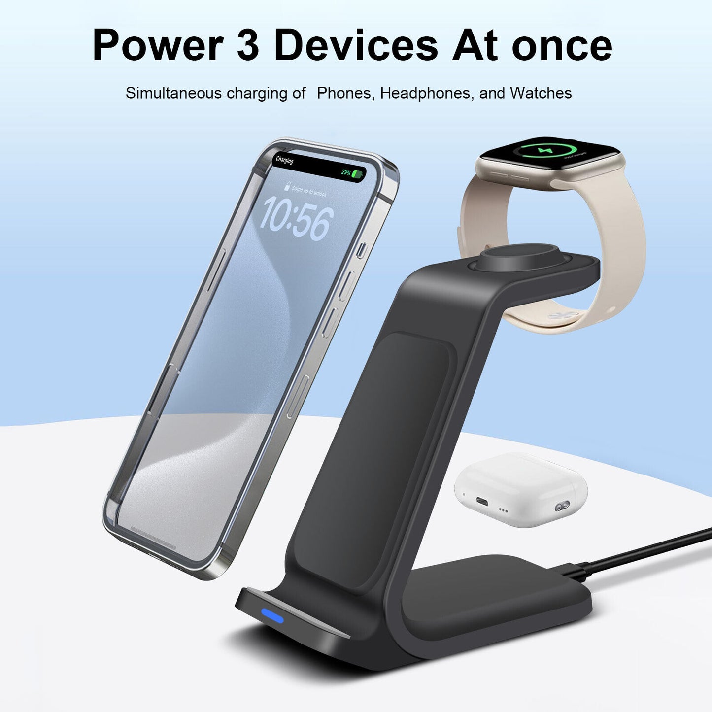 3 in 1 Wireless Charging Dock for iPhone - Charging Station for Apple Watch & iPhone 16 15 14 13.