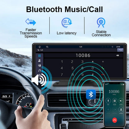 10.26" Universal Wireless Carplay Android Auto - Car Mirror Radio Multimedia Video Screen with Bluetooth AUX USB