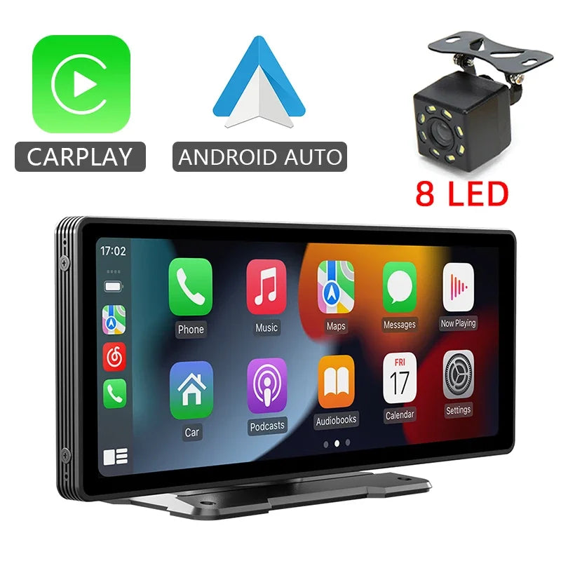 10.26" Universal Wireless Carplay Android Auto - Car Mirror Radio Multimedia Video Screen with Bluetooth AUX USB