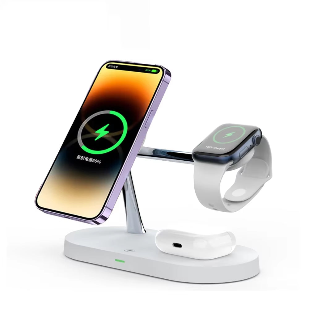 3 in 1 Wireless Charger Stand Magnetic for iPhone - Fast Charging Station for Apple Watch 9, 8, 7, 6, 5, and Airpods 2 3 Pro