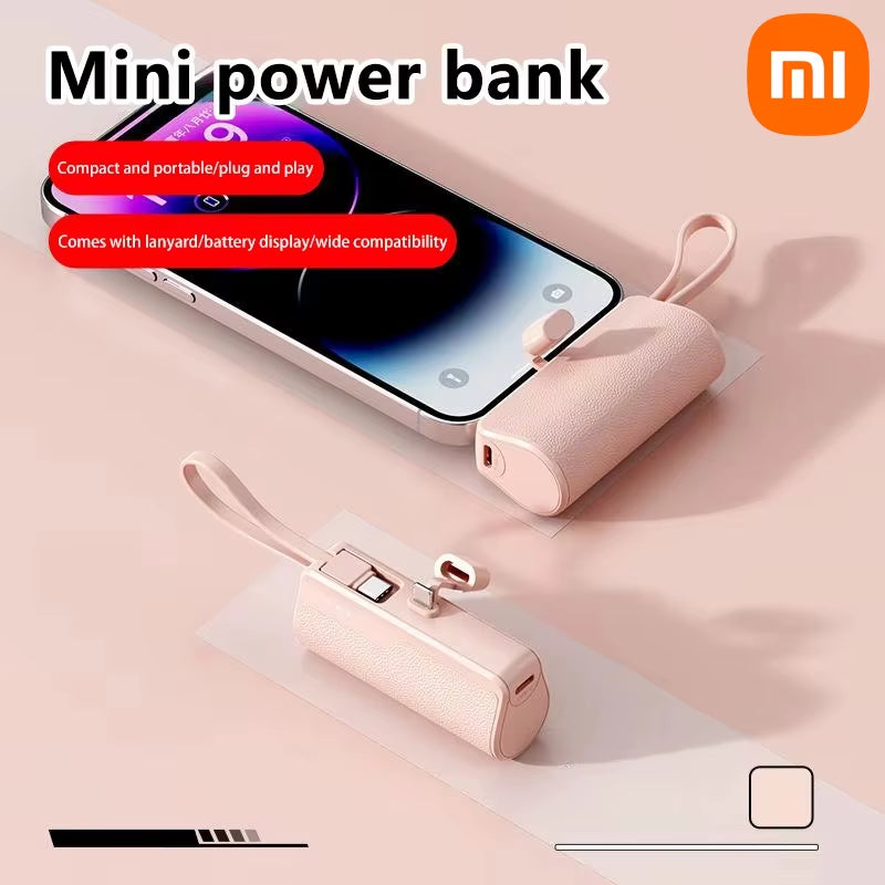 Xiaomi 50000Mah Mini Portable Capsule Power Bank Built-In Lanyard Mobile Power External Battery Fast Charger for Type-C Iphone