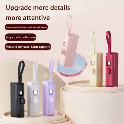 Xiaomi 50000Mah Mini Portable Capsule Power Bank Built-In Lanyard Mobile Power External Battery Fast Charger for Type-C Iphone