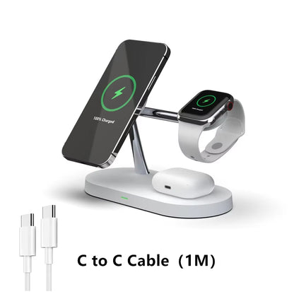 3 in 1 Wireless Charger Stand Magnetic for iPhone - Fast Charging Station for Apple Watch 9, 8, 7, 6, 5, and Airpods 2 3 Pro